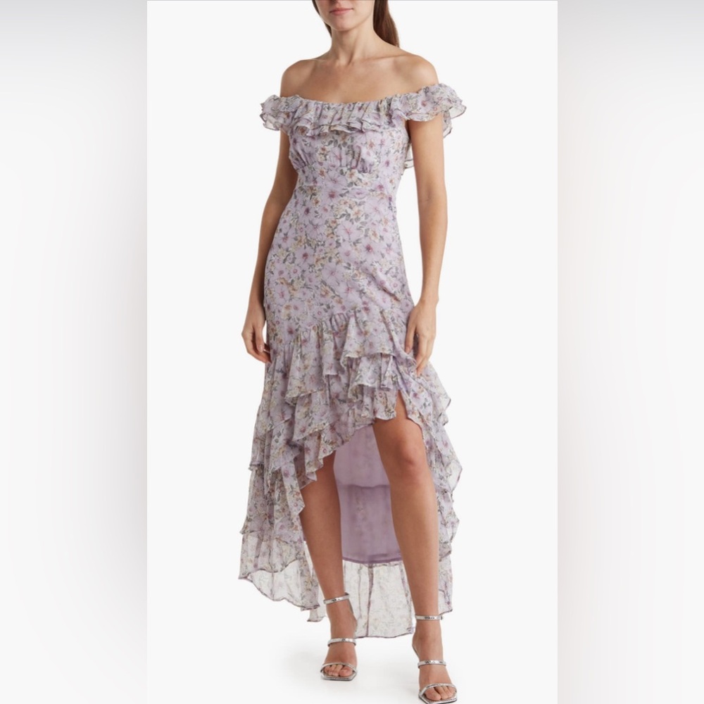 Astr High Low Floral Dress in Lavender